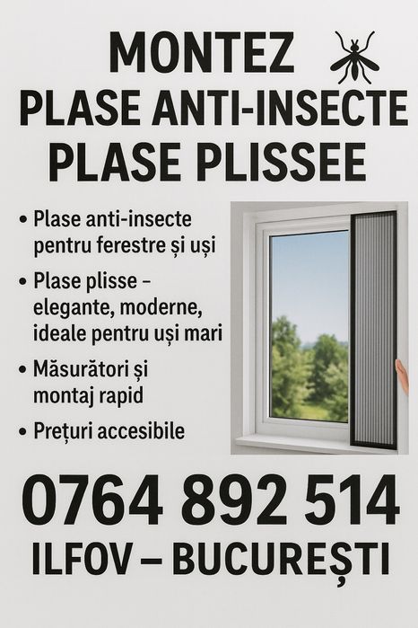 Plase anti insecte tip plisse si pe balamale