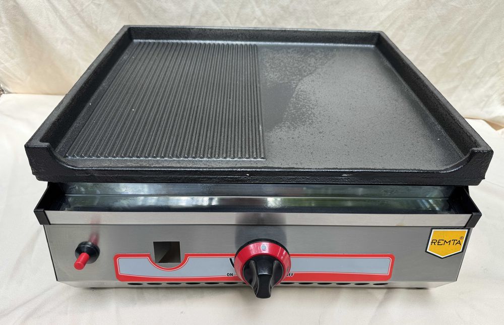 Газова скара чугунена плоча ½Оребрена ½Гладка 50см + газова защита+CE