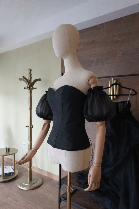 Официален Корсет с Пукхави Ръкав в черно Всички цветове  Бал Сватба