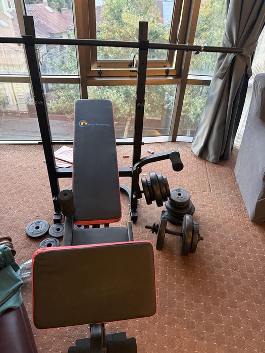 Banca Fitness Multifunctionala ca noua! + gantere, +greutati