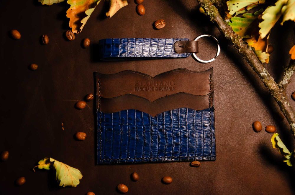 Portcard piele naturala handmade