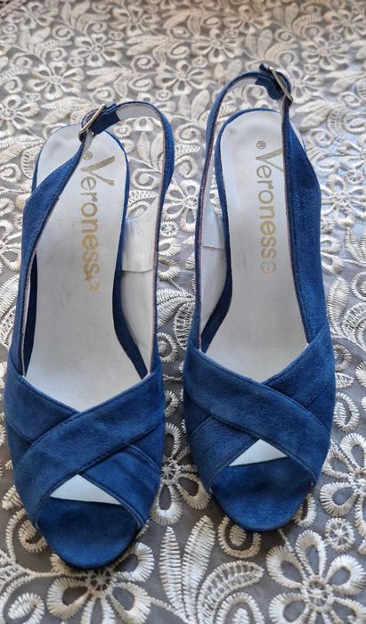 Sandale din piele intoarsa bleumarin