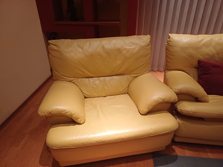 Canapea piele si fotoli