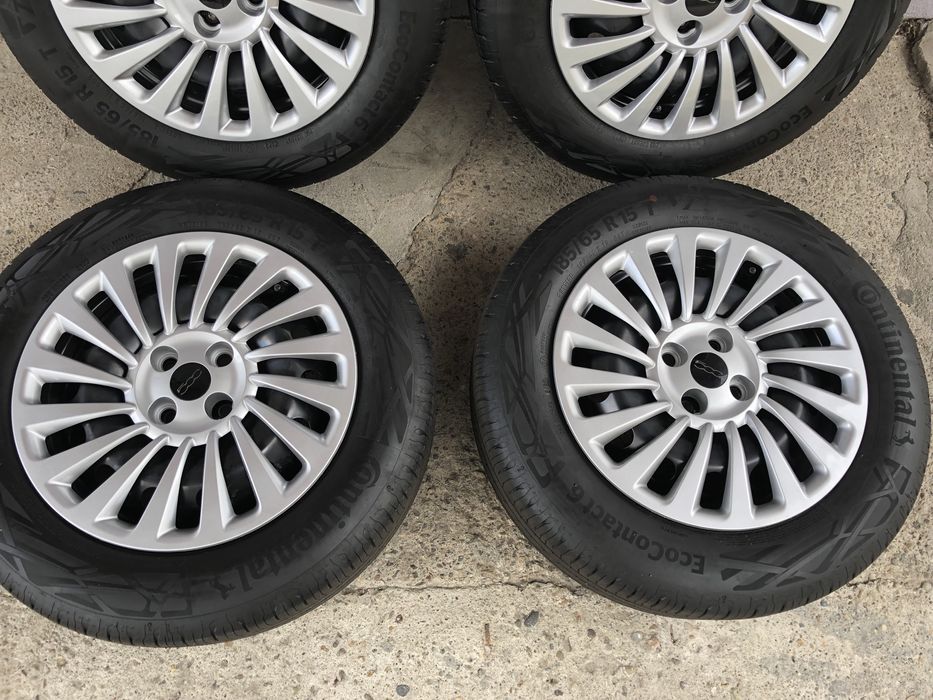Jante otel cu anvelope de vara Fiat 500, 185/65R15 Continental - NOI