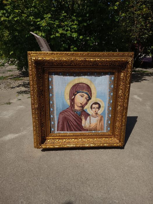 Icoana Veche Cu Rama Superbă Și Masivă Dimensiuni Mari