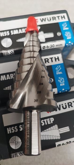 Burghiu con in trepte  profesional wurth zebra pentru otel 6-30