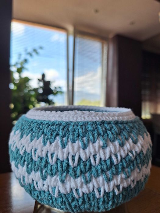 Плетено панерче от памучно макраме