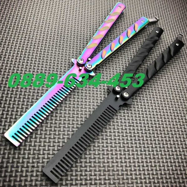 Уникален гребен гребенче тренирочъвен нож пеперуда сгъваем