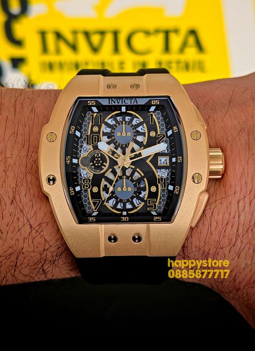 INVICTA Racing Strada Gold/Black 47 mm, Инвикта нов ръчен часовник