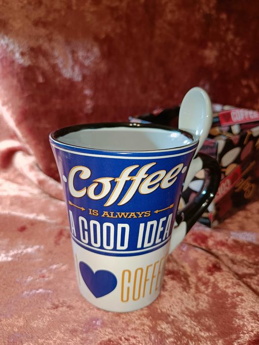 Кружка керамическая с керамической ложкой