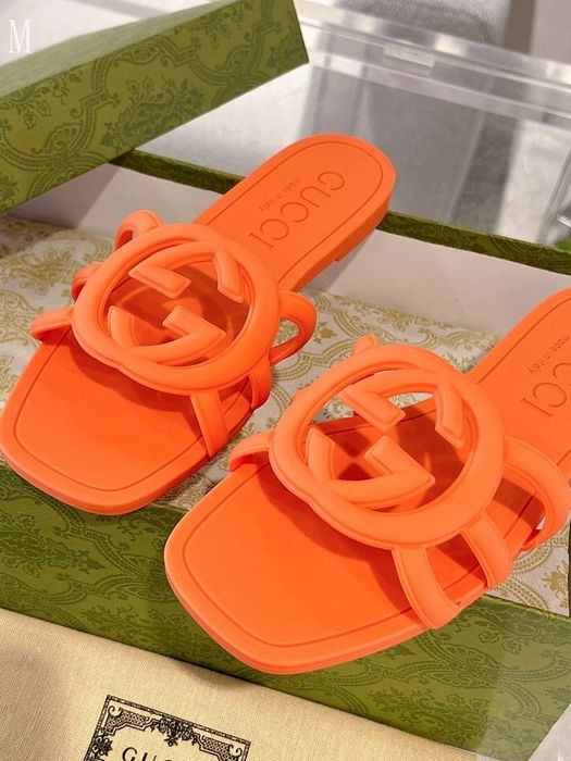 GG Interlocking G Rubber Slide - Orange