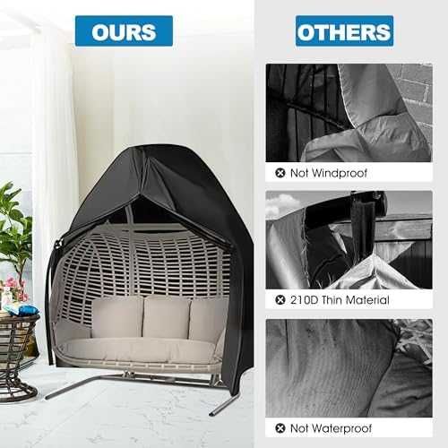 Покривало Калъф за висящ градински стол яйце, ветроустойчив UV защита