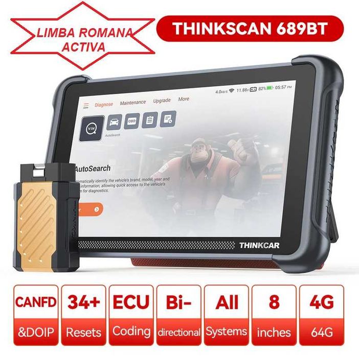Tester auto profesional THINKCAR THINKSCAN 689BT 4/64GB, Update Viata