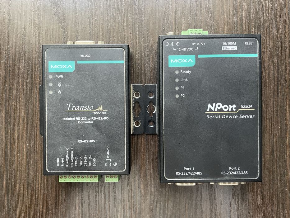 1. MOXA TTC-100I. 2. MOXA NPort 5250A