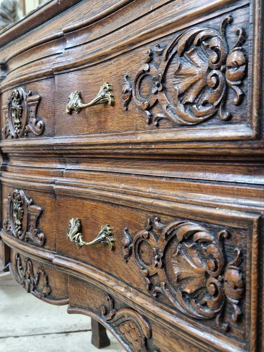 Ръчно резбован френски секретер писалище от масивен дъб