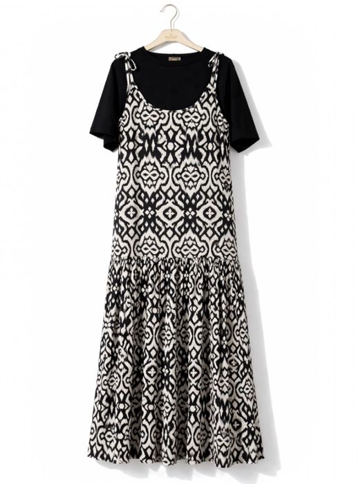 Женская двойка сарафан из штапеля и футболка из трикотажа