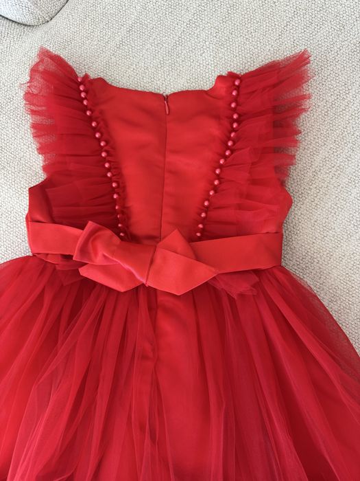 Rochita rosie fetite cu tulle bogat
