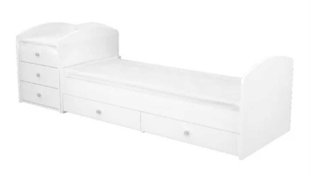 Pat copii 0-7 ani transformabil 180x80 & saltea fibra nuca cocos & protectii patut