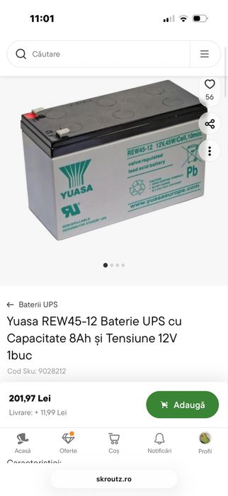 Baterii profesionale acid UPS 12V YUASA NOI