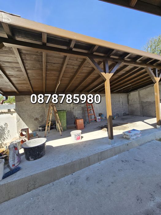 Изграждане на дървени навеси тераси гаражи