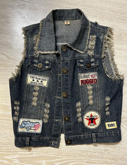 Дамско дънково елече без ръкав