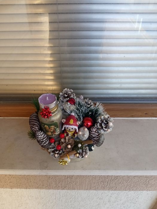 Коледен свещник ръчна изработка 10 лв.