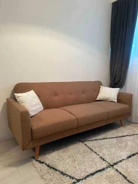Canapea extensibilă 3 locuri – bej, material textil
