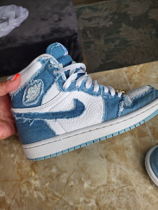 Jordan 1High og denim și piele mărimea 38