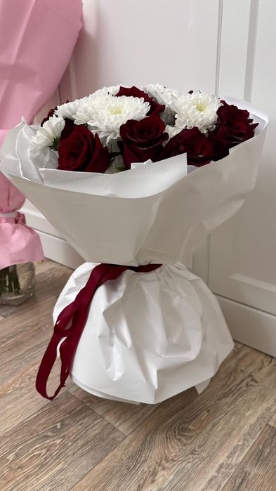 Цветы,роза и хризантема