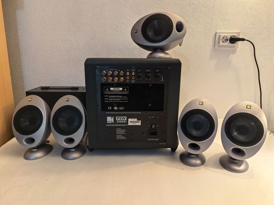 Sistem audio KEF subwoofer PSW 2000 sateliti HTS 2001 speakere boxe