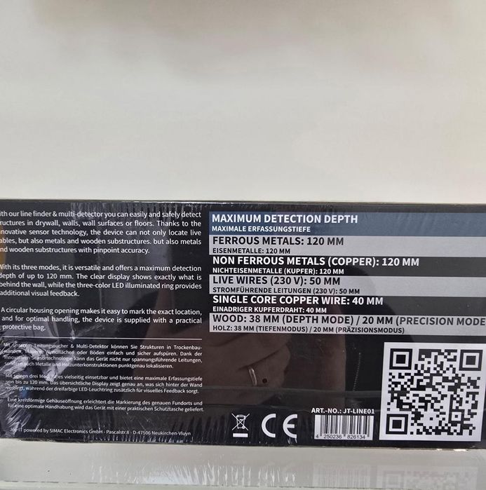 Scaner de perete si detector multiplu Joy-IT JT-LINE01 Detection -P-