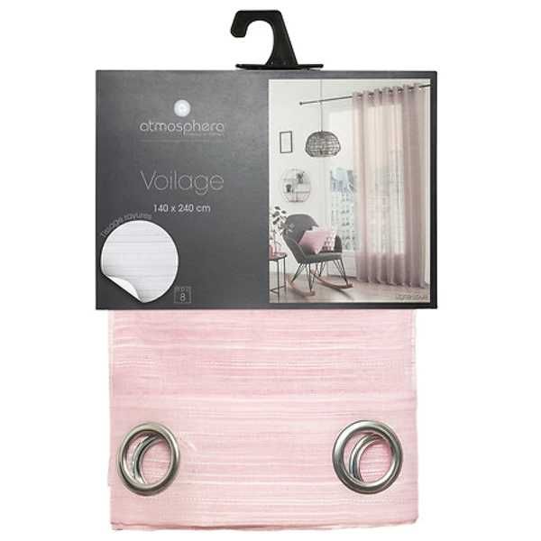 Perdea transparentă Louis, roz pastel, 140x240cm