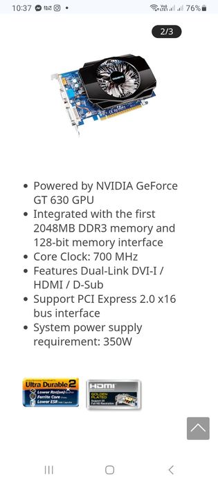 Placă grafică gigabyte 2 Gb