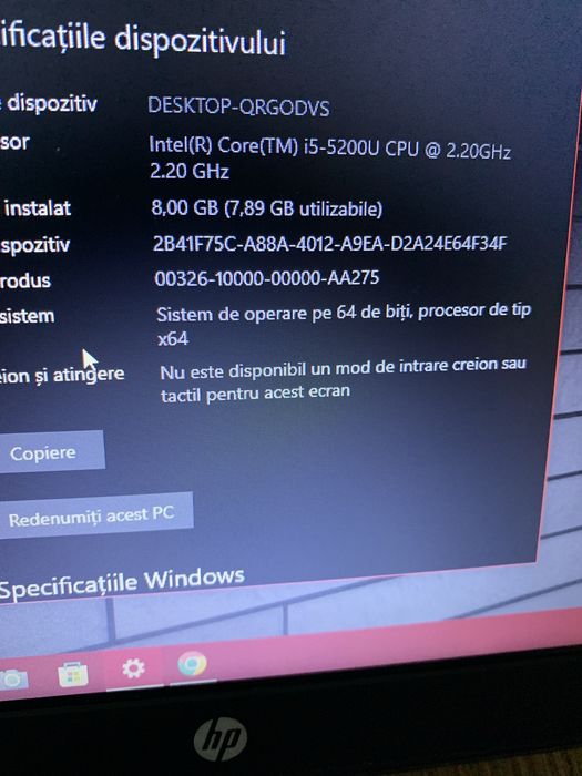 Laptop Hp ProBook Slim intel core i5,Display 14 led,Windows 10 Pro,SSD 130gb memorie,8gb ram cu incarcator.