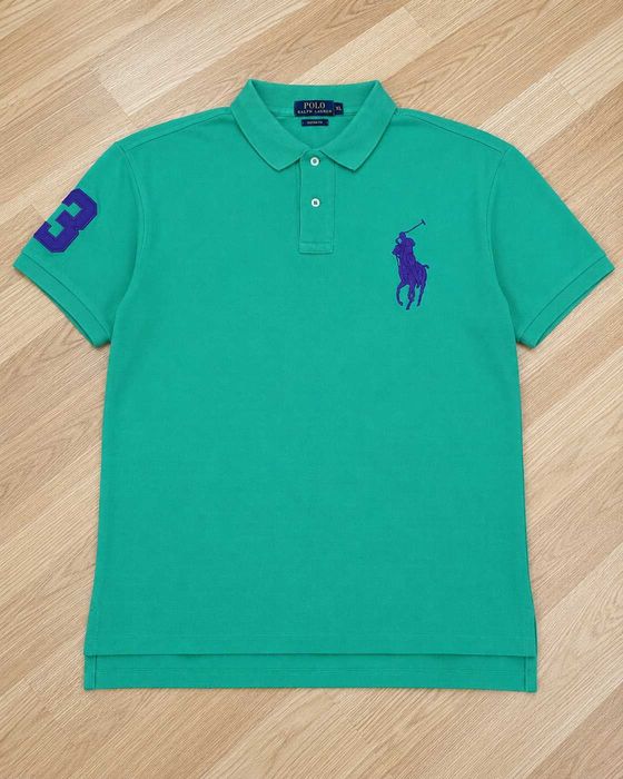 Tricou polo Polo Ralph Lauren Custom Fit, Big Pony, 100% bumbac, verde – Mărimea XL