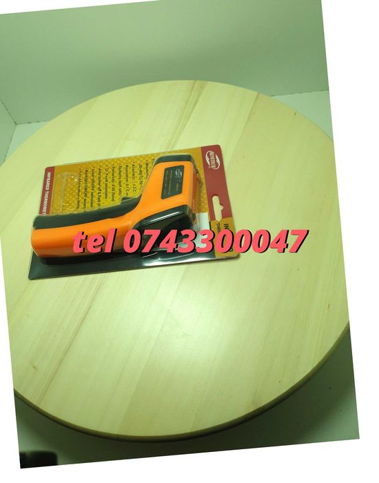 Termometru Industrial Optimus 380 Interval -50 +380 Grade C - Cu Afisaj Luminat , Portocaliu Negru Pentru Utilizare Tehnica Sau Decorativa