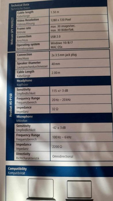 Слушалки с микрофон и камера-комплект за стрийминг/Hama HS-P150+ C-200