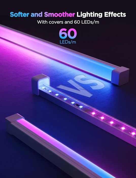 Govee  LED лента с профили  5м  светлини  Alexa Google Smart 
Работи с Alexa, Google Assistant, Matter, Smarthings, дифузерен канал с LED светлини за