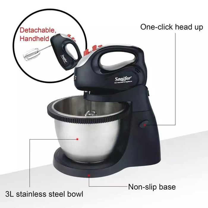 Миксер Sonifer SF-7014, с вращающейся чашей  3литра/5 скоростей mi14