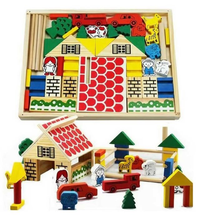 Дървен конструктор къща / дървени играчки на woodentoys.olx.bg
