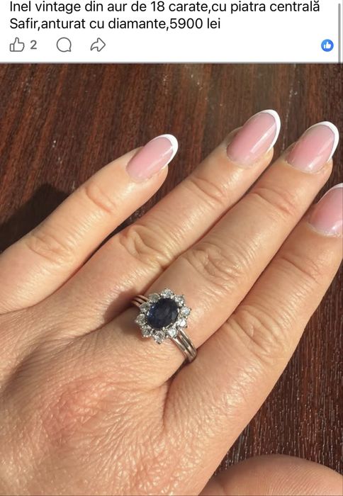 Inel 18k cu diamante si safir