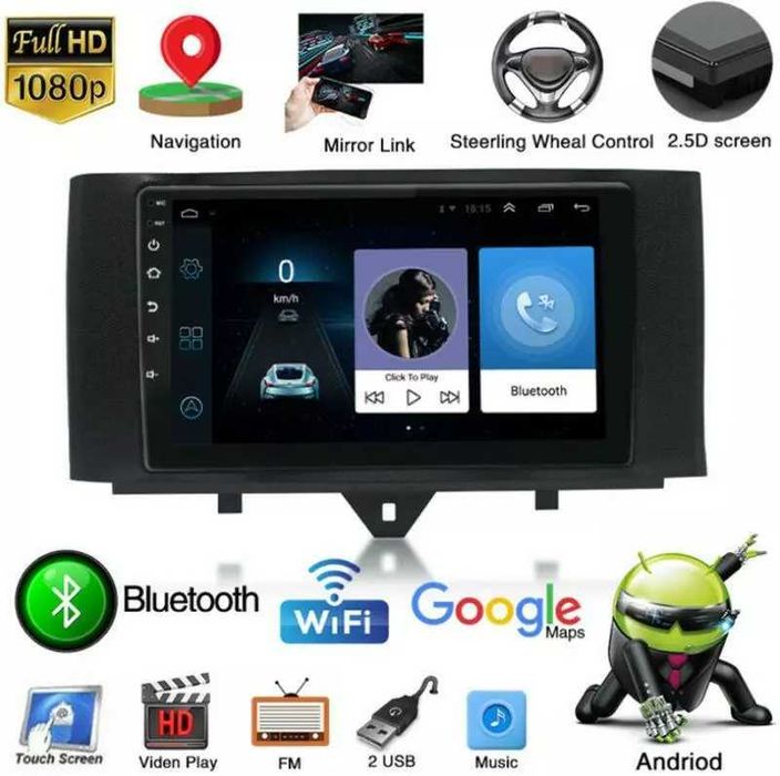 Мултимедия за Mercedes Benz Smart Навигация за с Android двоен дин 2