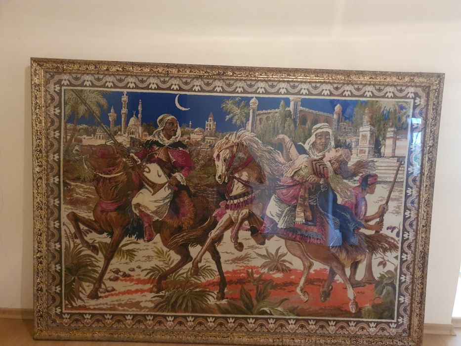 rapirea din Serai înrămată 190/130cm, carpeta + rama antica sticla
