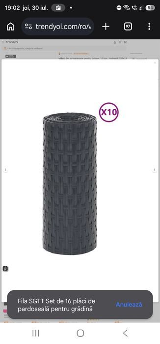 Set de paravane pentru balcon, 10 buc., Antracit, 255x19 cm, Poliratan