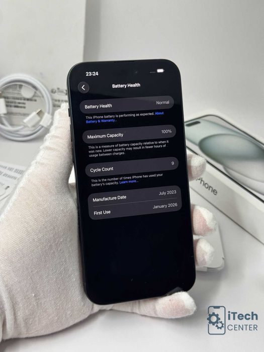 iPhone 15 Plus, 128GB, Black, НОВ, 100% батерия, 1г. ГАРАНЦИЯ!