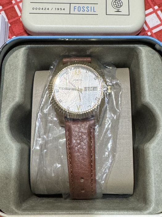 Fossil, Ceas dama curea de piele, Maro