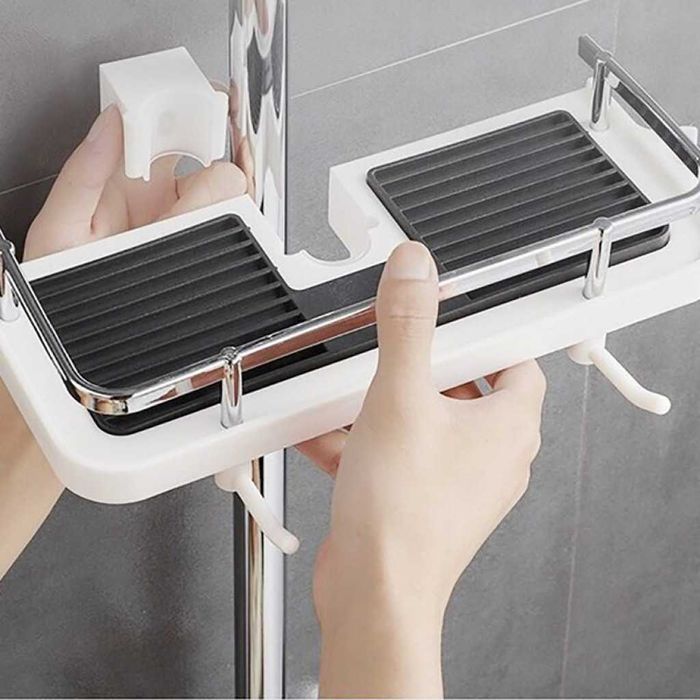 Многофункционален регулируем рафт за поставяне към душ батерия в баня.