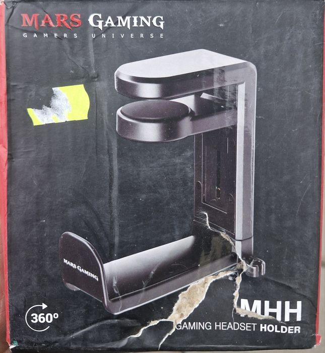 Suport pentru casti, Rotativ de 360 de grade, Carlig de agatat sub bir