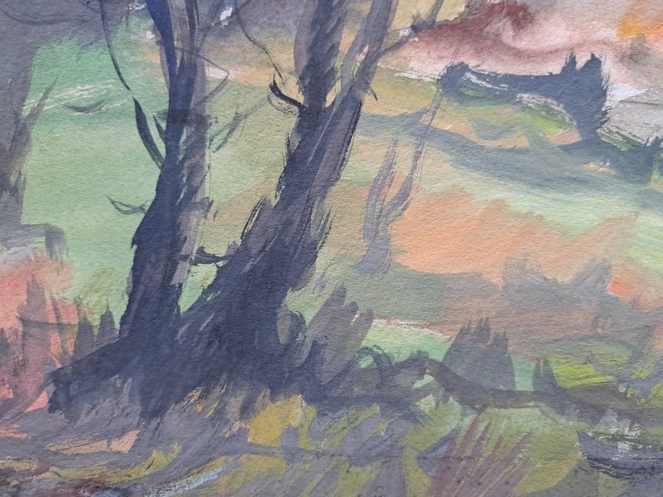 Pictură,tempera,"Lac Băneasa",İlie Ardeleanu(n.1926 -d.1997)