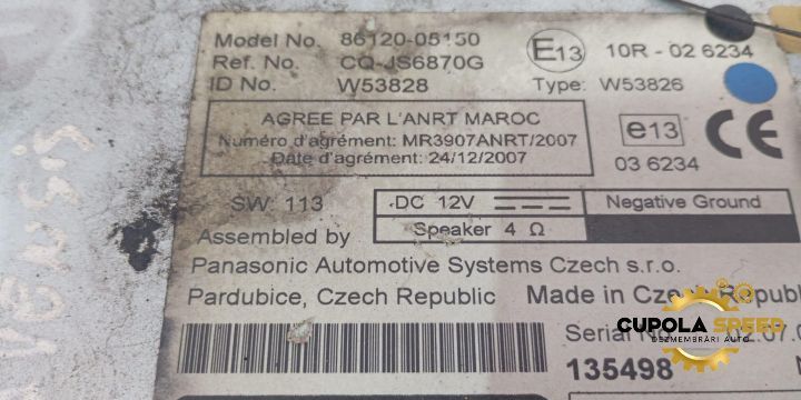 Radio cd 86120-05150 Toyota Avensis 2 T25 [facelift] [2006 - 2009]